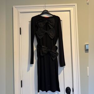 Carolina Herrera Black Long Sleeve Dress with Bow Details